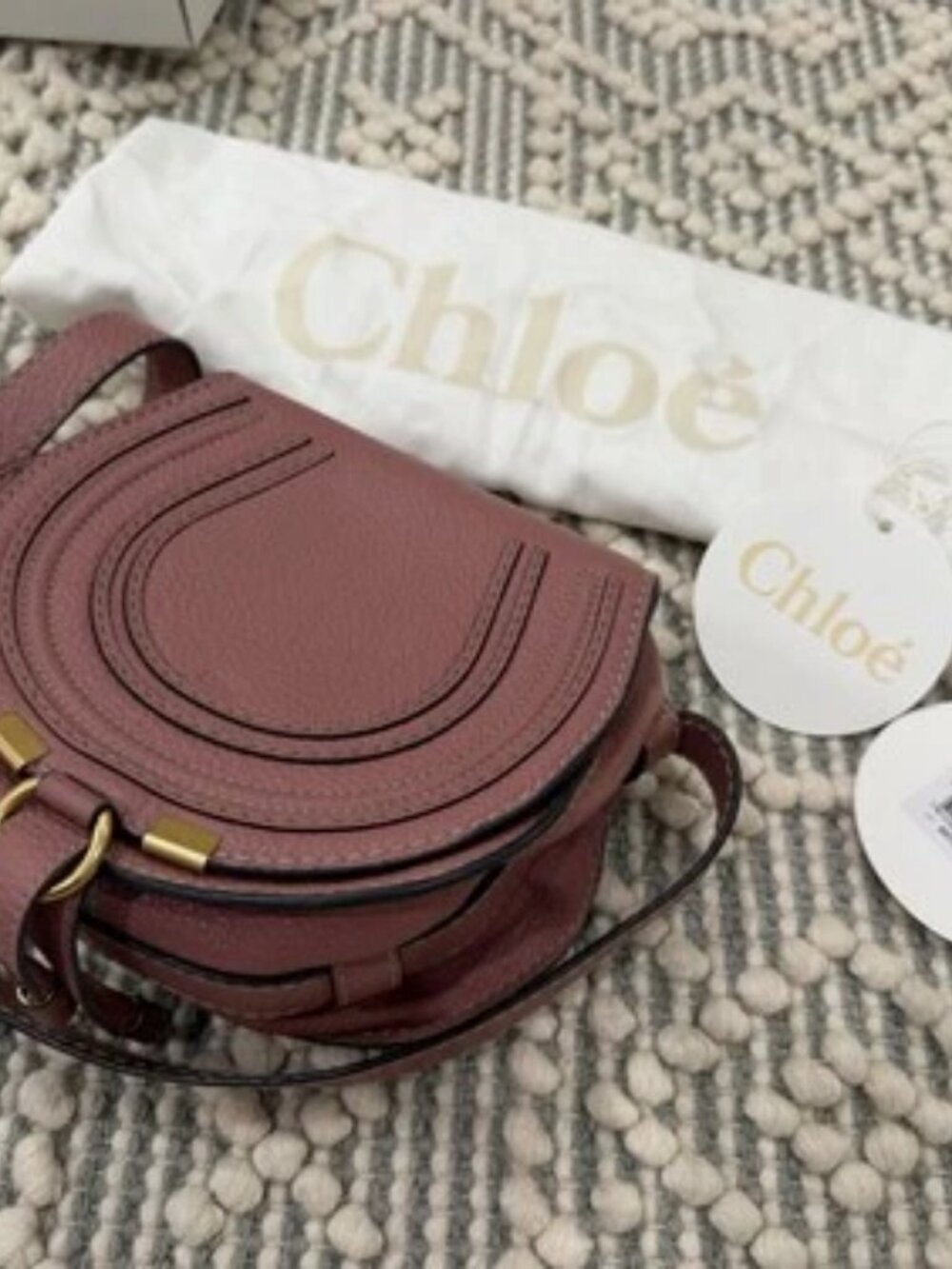 Chloe Mini Marcie Dusty Pink Leather Crossbody Bag